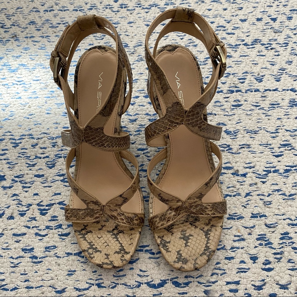 Via Spiga Python Wedge Sandal